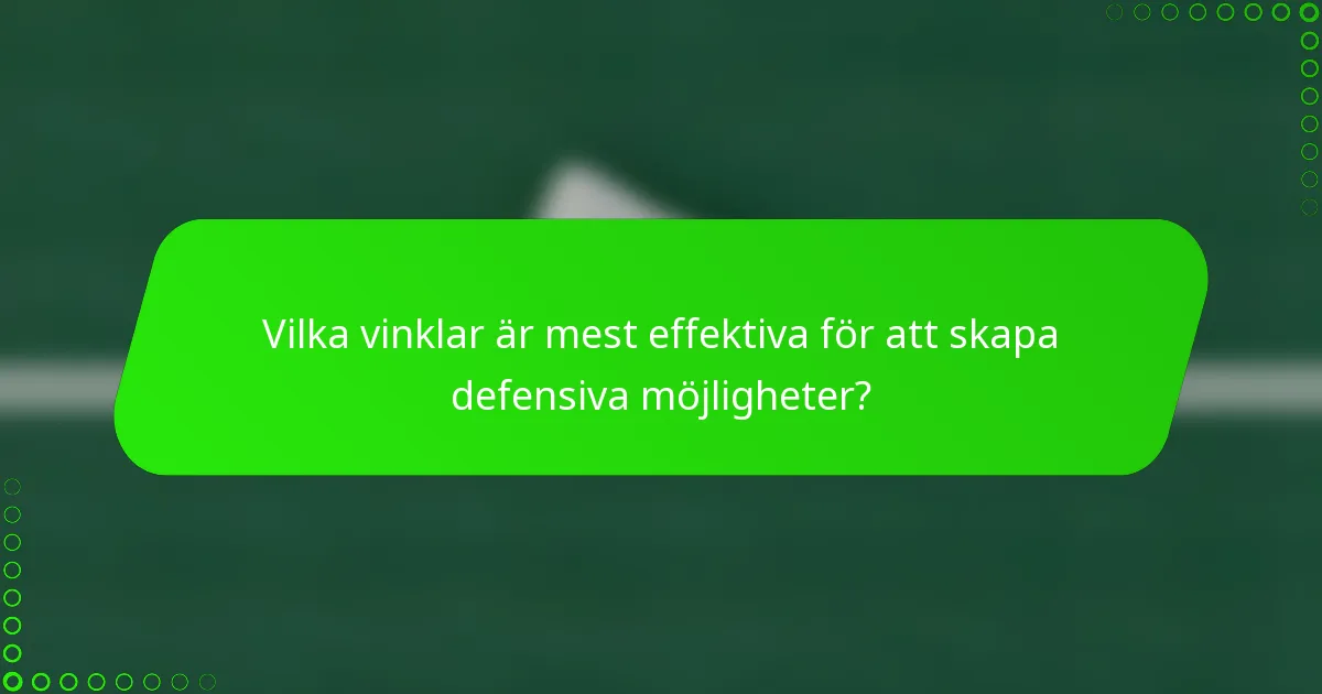 Vilka vinklar är mest effektiva för att skapa defensiva möjligheter?